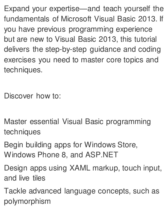 Microsoft Visual Basic 2013 Step By Step Pdf Free Download